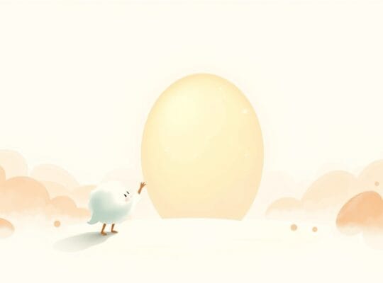 Puszysty obłoczek sięga do nieprzezroczystego portalu emitującego ciepłe światło.