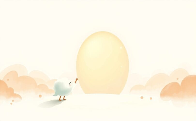 Puszysty obłoczek sięga do nieprzezroczystego portalu emitującego ciepłe światło.