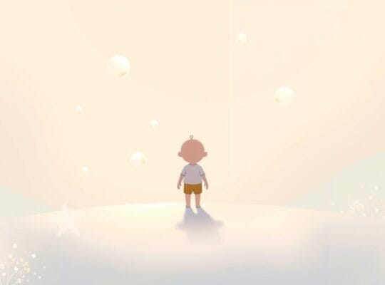 Postać na rozdrożu w otoczeniu opcji, symbolizujące proces decyzyjny.