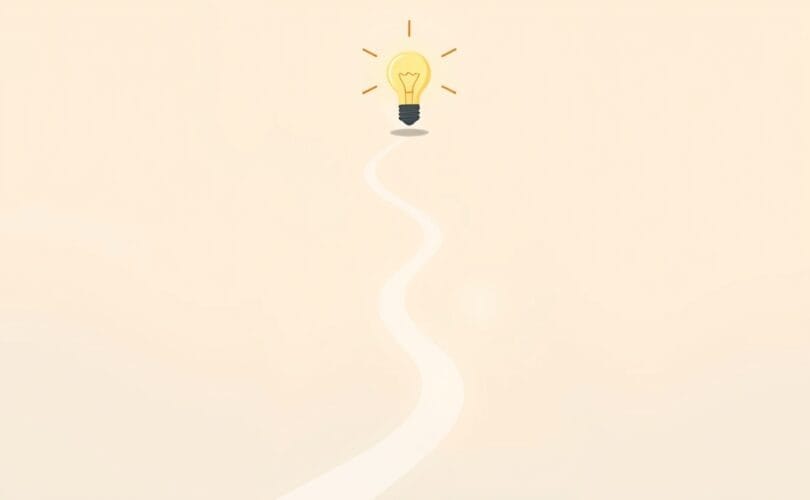 Ilustracja pastelowej żarówki nad sylwetką osoby, symbolizująca oświecenie i powrót do zdrowia.