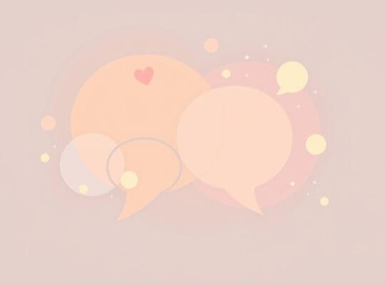 Abstrakcyjne, łagodne kształty w pastelach, symbolizujące wspomnienia emocji z rozmów.