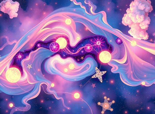 Kora ciemieniowa: niebiańska mapa ścieżek neuronowych, symbolizująca przetwarzanie przestrzenne.