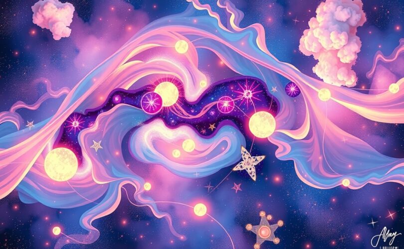 Kora ciemieniowa: niebiańska mapa ścieżek neuronowych, symbolizująca przetwarzanie przestrzenne.