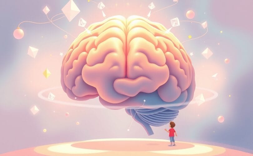 Abstrakcyjna wizualizacja kory przedczołowej jako centrum dowodzenia.