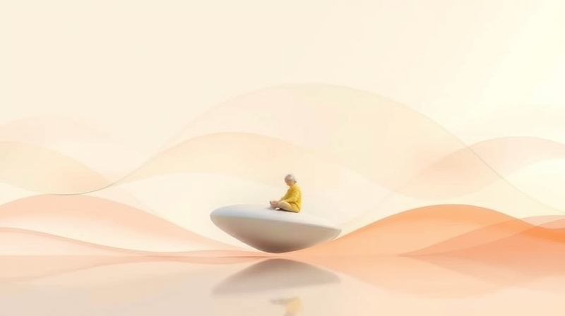 Abstrakcyjna wizualizacja spokoju i równowagi, zainspirowana kolorami i stylem dziecięcych ilustracji.