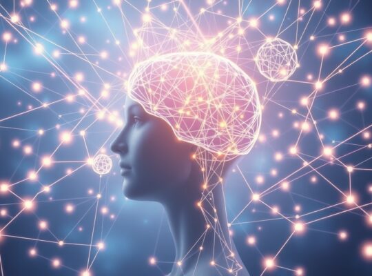 Ulotna sieć ścieżek i węzłów podświadomości, emanująca eterycznym światłem.