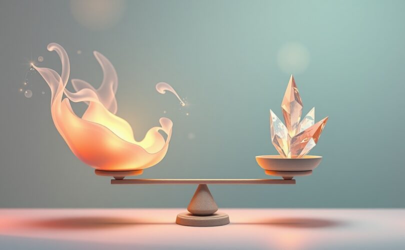 Delikatna waga symbolizująca emocje i rozum w decyzjach moralnych.