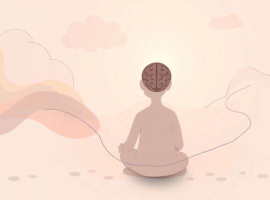 Abstrakcyjna postać unika zadania powodującego trudne emocje, szukając ucieczki.