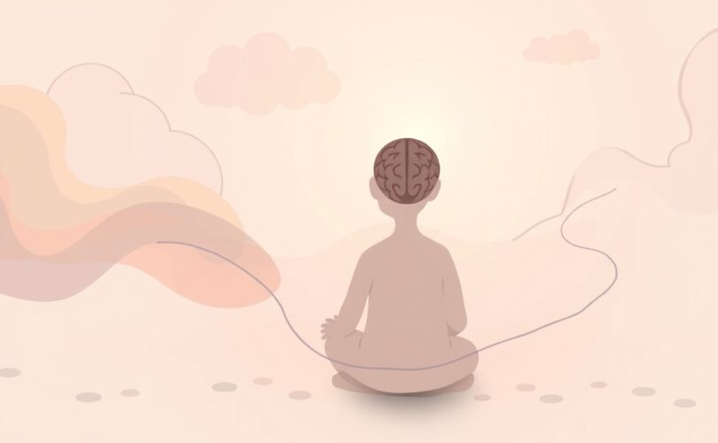 Abstrakcyjna postać unika zadania powodującego trudne emocje, szukając ucieczki.