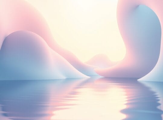 Abstrakcyjna, pastelowa grafika symbolizująca naukowe podstawy medytacji i wewnętrzny spokój.