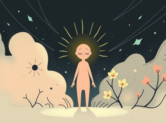 Symboliczna wizualizacja odporności psychicznej postaci na mobbing w miejscu pracy.