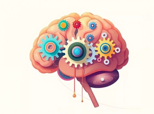 Symboliczna ilustracja mózgu jako delikatnego mechanizmu, przetwarzającego harmonijne i sprzeczne informacje.