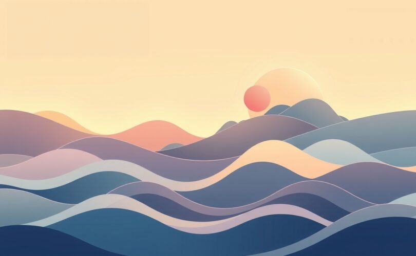 Stylizowana ilustracja: emocje (kolorowe fale) wpływają na racjonalne wybory (geometryczne kształty).