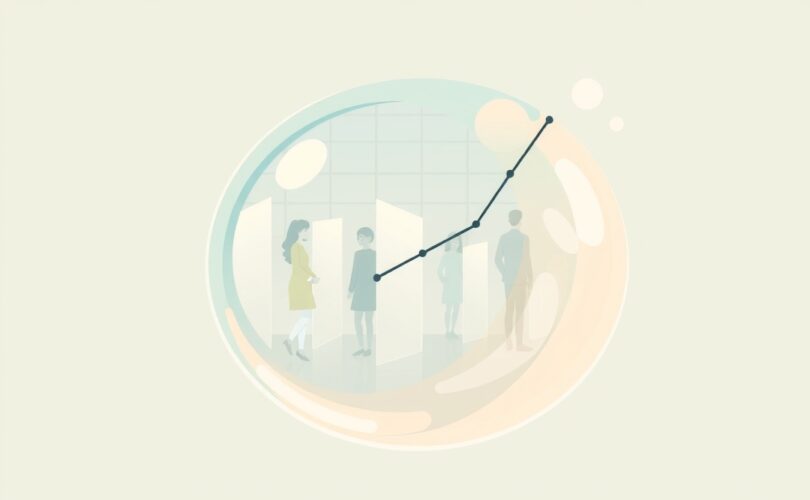 Przezroczysta bańka z uporządkowanymi liniami, przebita przez nierówną, wywołującą falowanie.