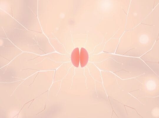 Abstrakcyjna sieć neuronowa w pastelowych barwach, symbolizująca bazę lęku w mózgu.