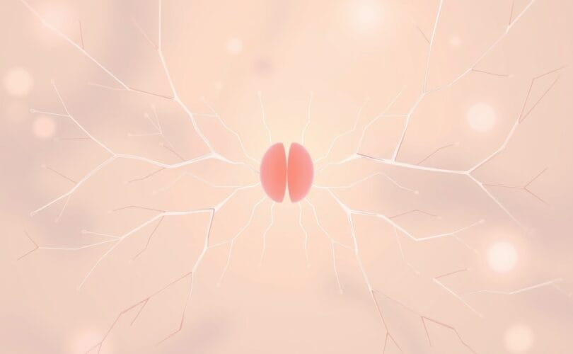 Abstrakcyjna sieć neuronowa w pastelowych barwach, symbolizująca bazę lęku w mózgu.