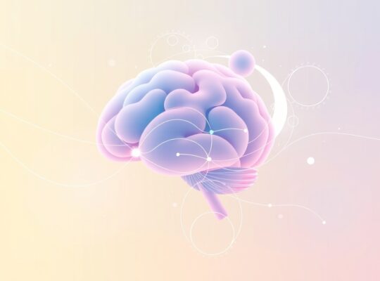 Abstrakcyjna wizualizacja neurofeedbacku: mózg uspokojony, skupienie poprawione, harmonia osiągnięta.