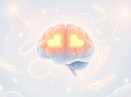 Mózg jako sieć świetlistych węzłów generuje innowacyjne idee w pastelowych barwach.