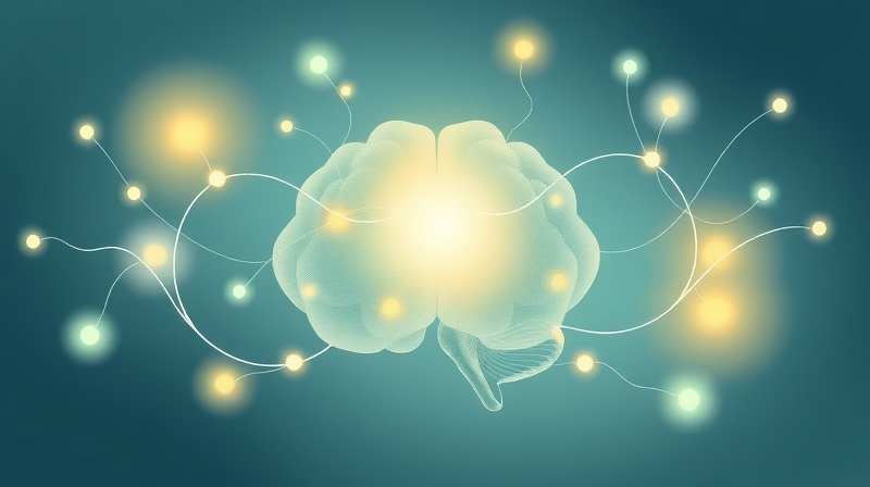 Abstrakcyjna sieć neuronowa w pastelowych barwach symbolizująca motywację i osiągnięcia.