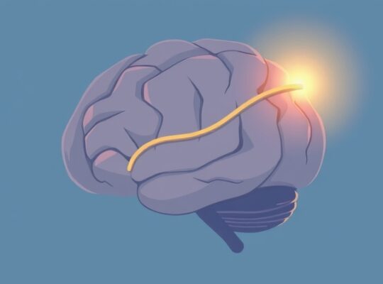 Spokojny mózg z podświetlonymi ścieżkami łączącymi emocje z mechanizmami radzenia sobie.