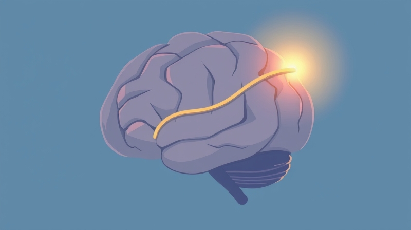 Spokojny mózg z podświetlonymi ścieżkami łączącymi emocje z mechanizmami radzenia sobie.