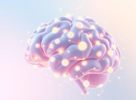 Abstrakcyjna sieć neuronowa mózgu, symbolizująca kontrolę impulsów, w pastelowych barwach.