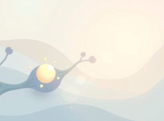 Eteryczna ilustracja autokoneksu z uwolnioną cząsteczką, symbolizująca noradrenalinę.