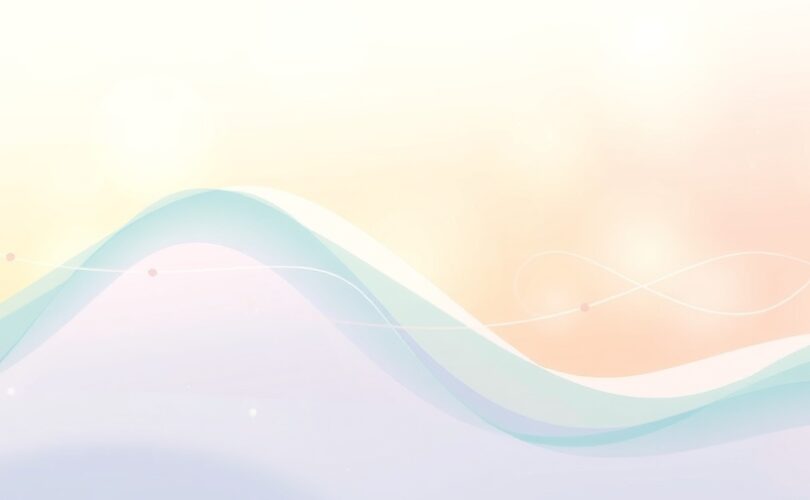 Abstrakcyjna ilustracja symbolizująca połączenie oddechu i układu nerwowego, w pastelowych barwach.