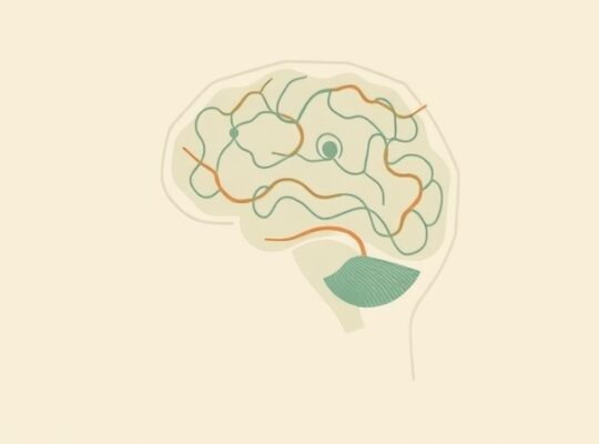 Abstrakcyjne, pastelowe ścieżki neuronowe tworzą głowę, symbolizując korę somatosensoryczną i dotyk.