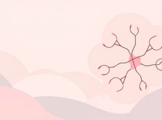 Abstrakcyjna ilustracja w pastelach: oksytocyna od porodu po więź społeczną.