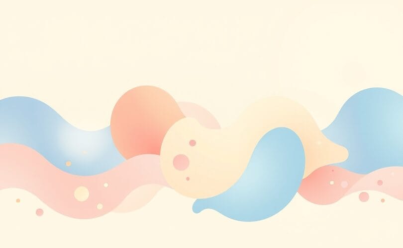 Abstrakcyjne pastelowe kształty oplatające się, symbolizujące tworzenie więzi społecznych.