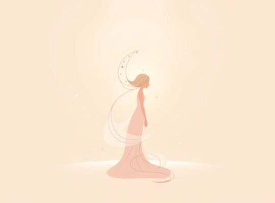 Eteryczna postać z delikatnym ciężarem, oświetlona drogą zrozumienia.