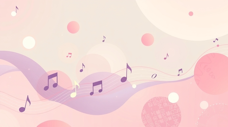 Abstrakcyjna ilustracja: płynna wstęga nut tworząca pętlę, symbolizująca cykl powtarzania muzyki.