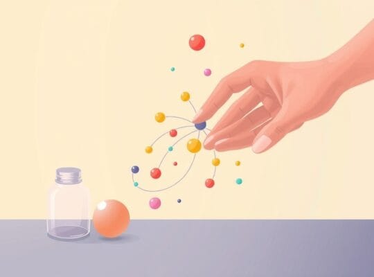 Delikatne, kolorowe nici wpływu subtelnie przetykane z codziennymi przedmiotami, symbol perswazji.