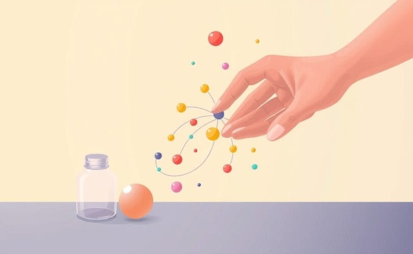 Delikatne, kolorowe nici wpływu subtelnie przetykane z codziennymi przedmiotami, symbol perswazji.