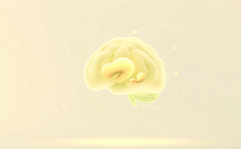 Abstrakcyjna wizualizacja mózgu z świetlistymi nićmi symbolizującymi wspomnienia i déjà vu.