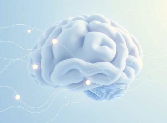 Abstrakcyjna wizualizacja kory wzrokowej przetwarzającej emocje, z pastelowymi liniami i symbolami.