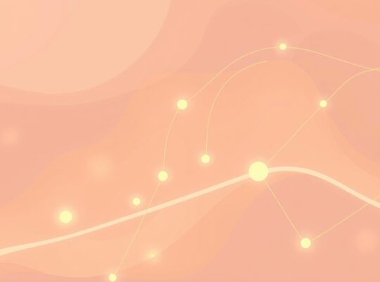 Delikatne, pastelowe linie neuronowe z luminescencyjnymi kulami neuroprzekaźników modulują odczucie bólu.