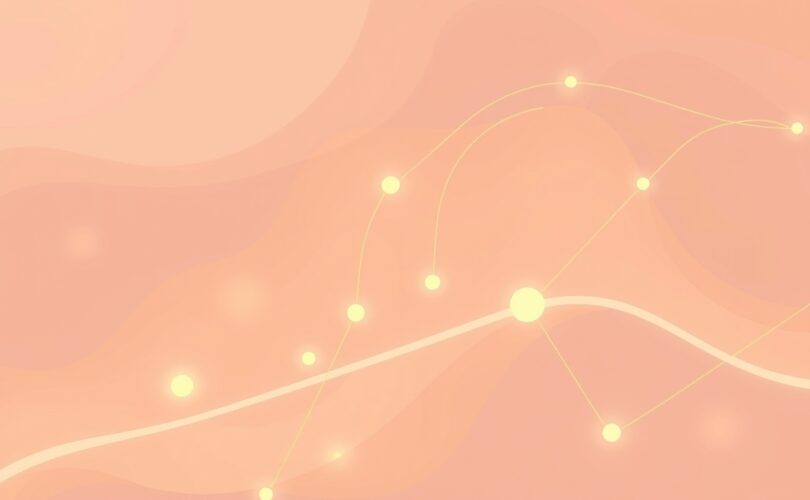 Delikatne, pastelowe linie neuronowe z luminescencyjnymi kulami neuroprzekaźników modulują odczucie bólu.