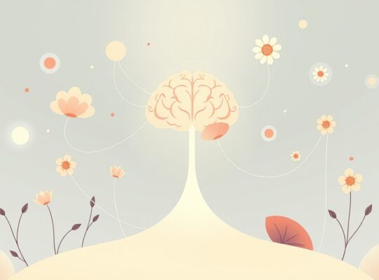 Stylizowany płat czołowy z eterycznymi nitkami prowadzącymi do symbolicznych przyszłych konsekwencji.