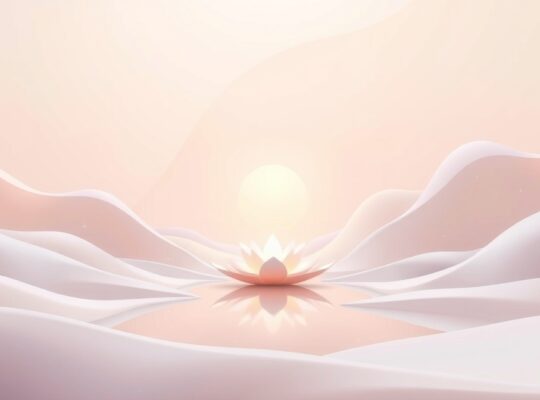 Ukończony krajobraz pastelowych kształtów symbolizujący równowagę emocjonalną.