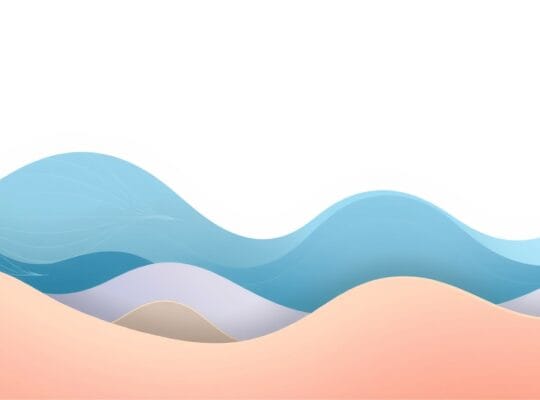 Abstrakcyjna ilustracja pastelowa: podróż przez stany emocjonalne, fale nastrojów, uniesienie i spokój.