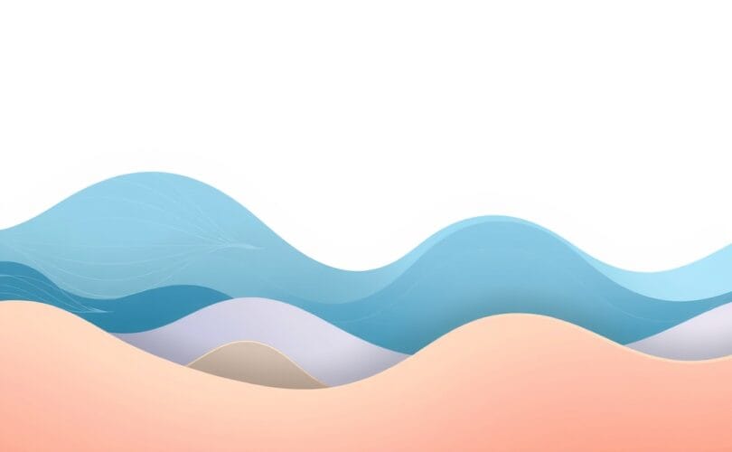Abstrakcyjna ilustracja pastelowa: podróż przez stany emocjonalne, fale nastrojów, uniesienie i spokój.