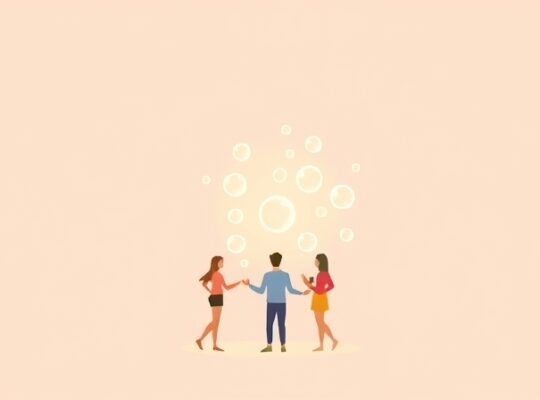 Abstrakcyjne, pastelowe formy symbolizujące społeczną tożsamość grupową i więzi.