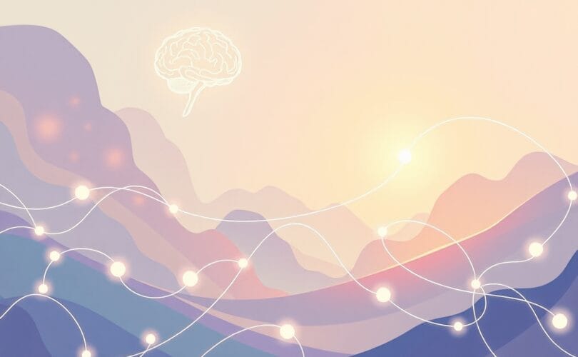 Strach i więzi: surrealistyczna ilustracja pastelowa z mózgiem subtelnie kształtującym relacje.