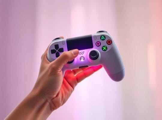 Ręka zamyka się na świecący kontroler w pastelowej, sennej scenerii.