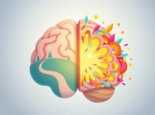 Mózg naśladujący wielozadaniowość. Jedna półkula spokojna, druga chaotyczna.
