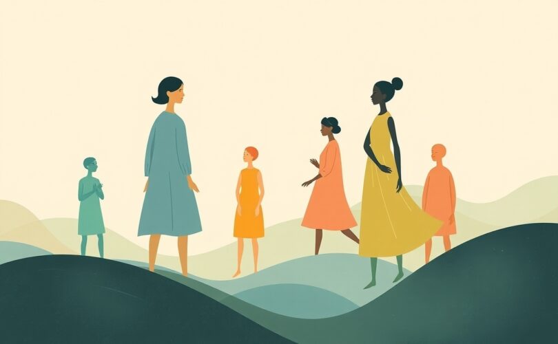 Delikatne postacie w pastelach kształtowane przez niewidzialny prąd norm społecznych.