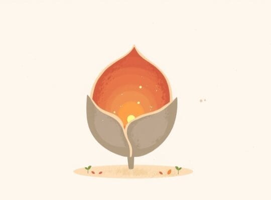 Kwitnący pąk z ciepłym światłem symbolizuje rozwijającą się pewność siebie dziecka.