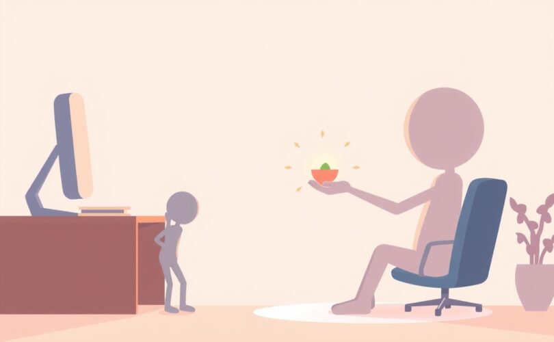 Stylizowana ilustracja symbolizująca zazdrość o sukces w pracy.